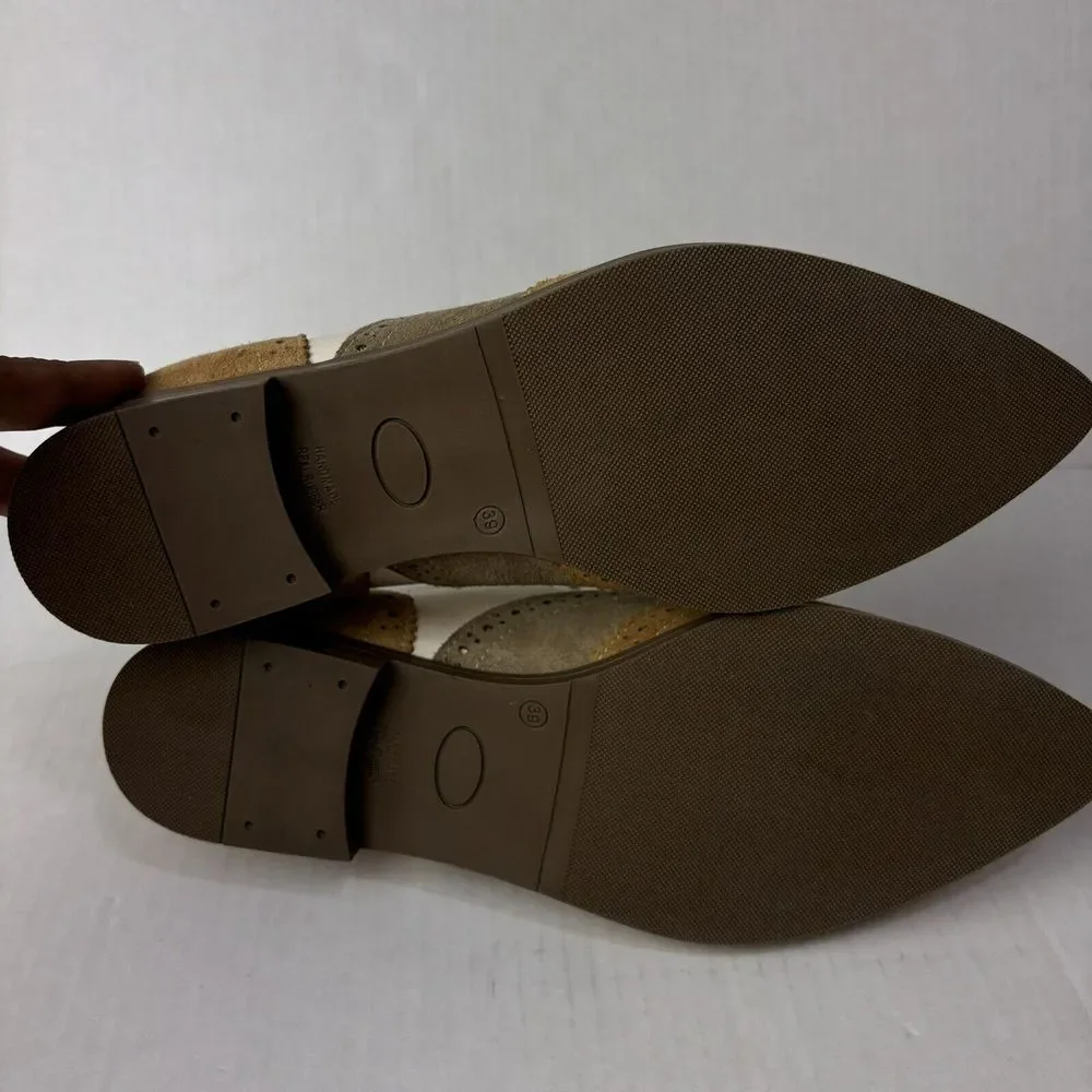 Girotti Custom Leather Oxford Wingtips Shoes Mens EU39‎ Suede Caramel NWOT $339